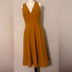 Dress The Population Catalina Dress Women's Size Medium Gold Cocktail Fit Flare